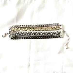 Jenny Bird Austin Cuff Bracelet Mixed Metal Chain Classic Stacked Bold Preppy